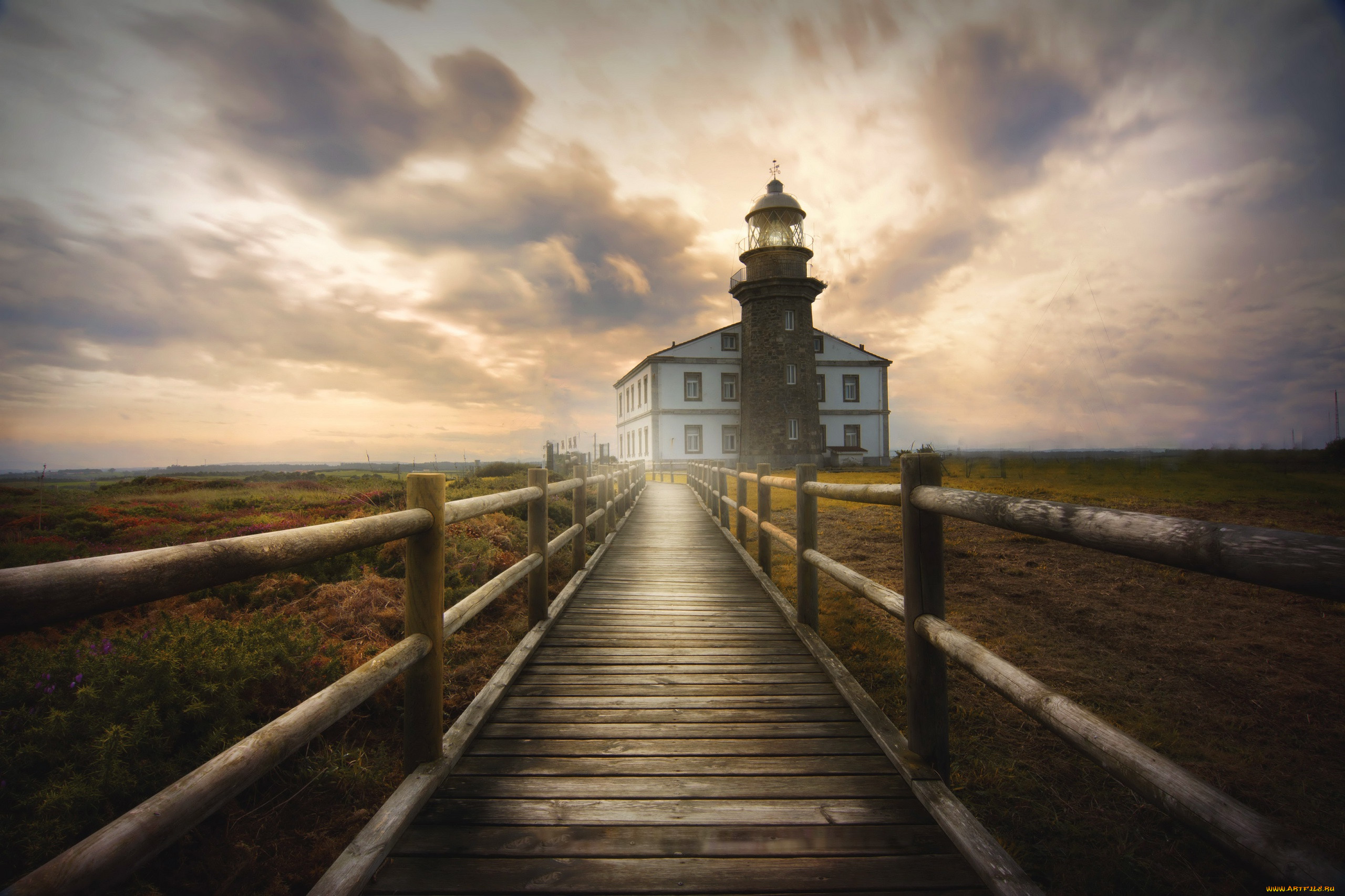 , , faro, cabo, de, penas, sky, aviles, lighthouse